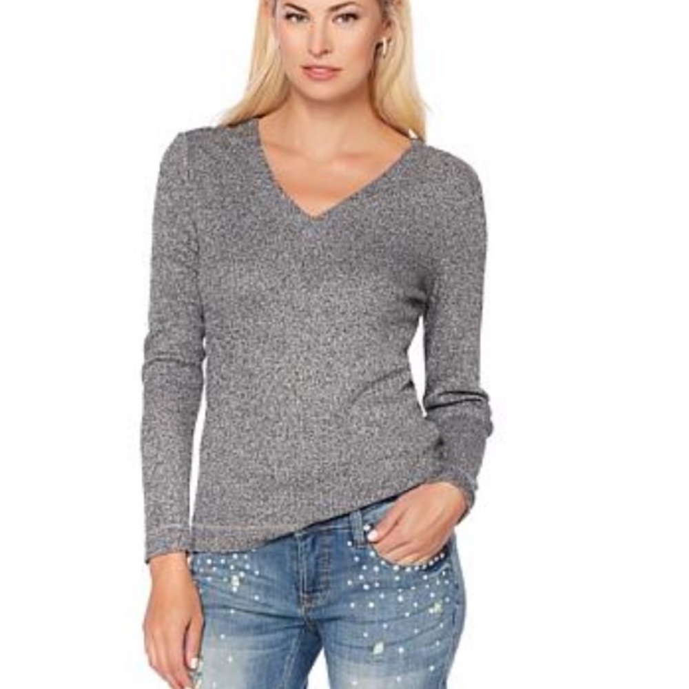 G by Giuliana Rancic Metallic Ribbed Top